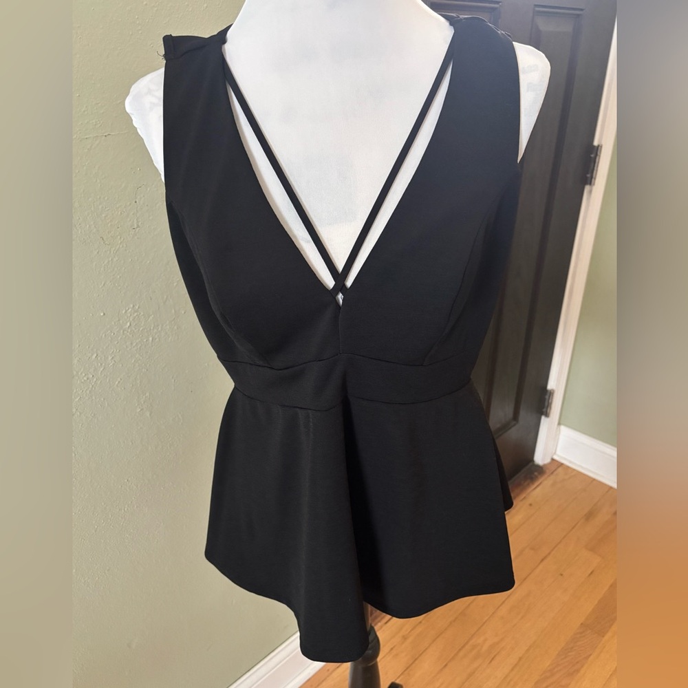 Torrid Black Sleeveless Peplum Tank Top